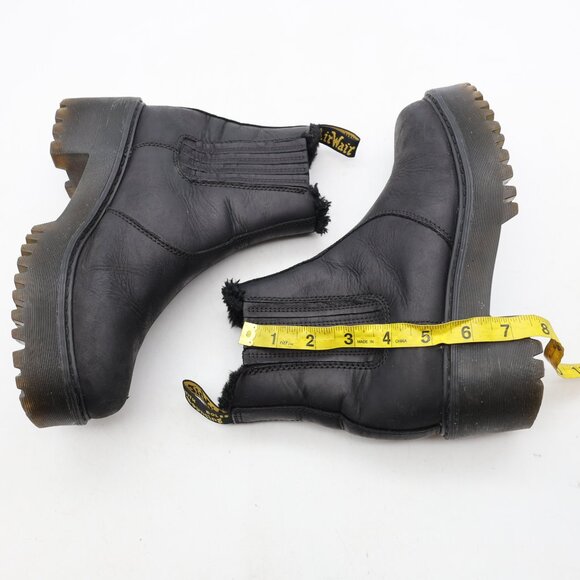 Doc Dr. Martens Rometty FL Faux Fur Lined Chelsea Boots Women's 8 Black Leather - Picture 6 of 12
